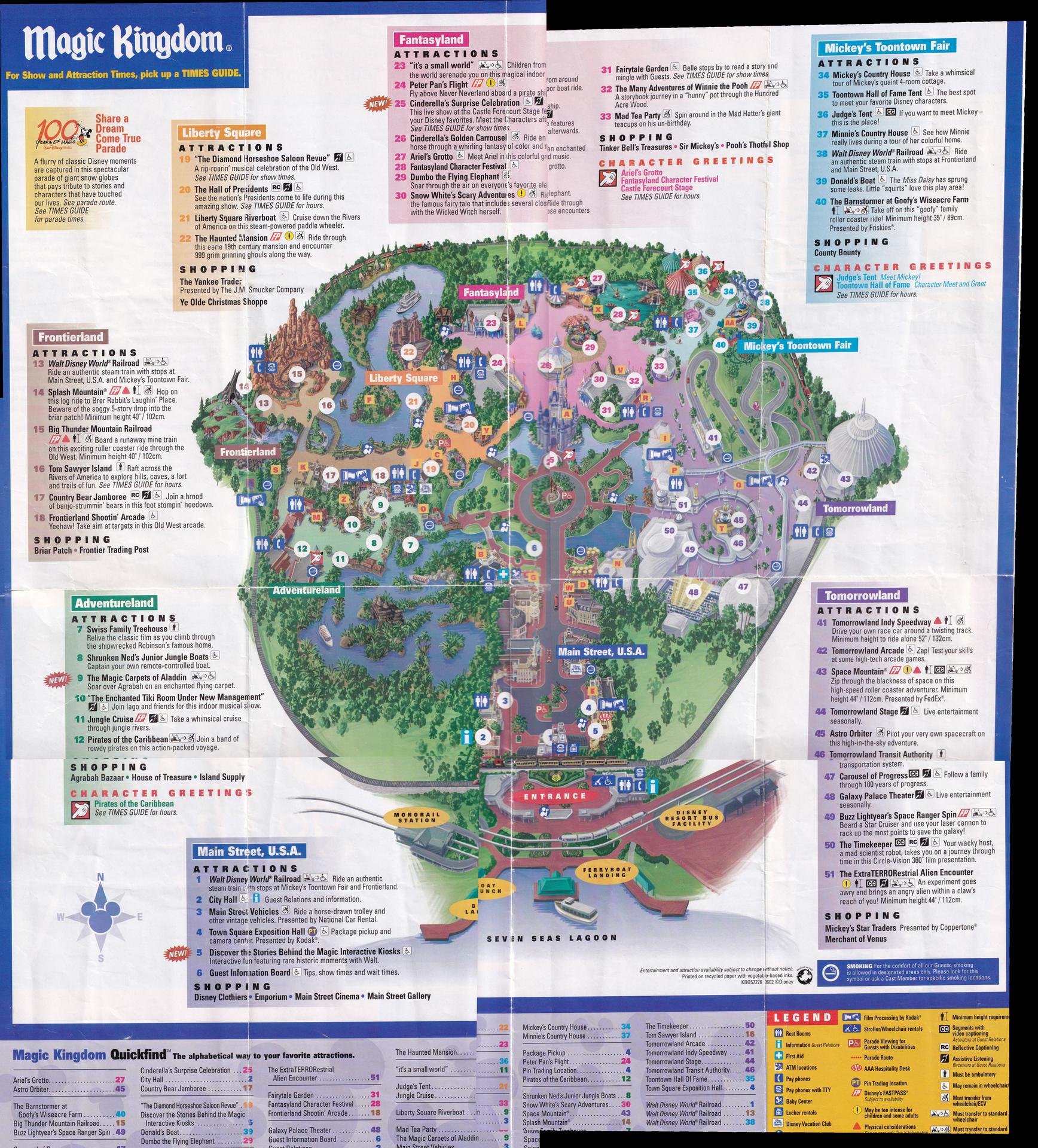 Magic Kingdom Map 2002